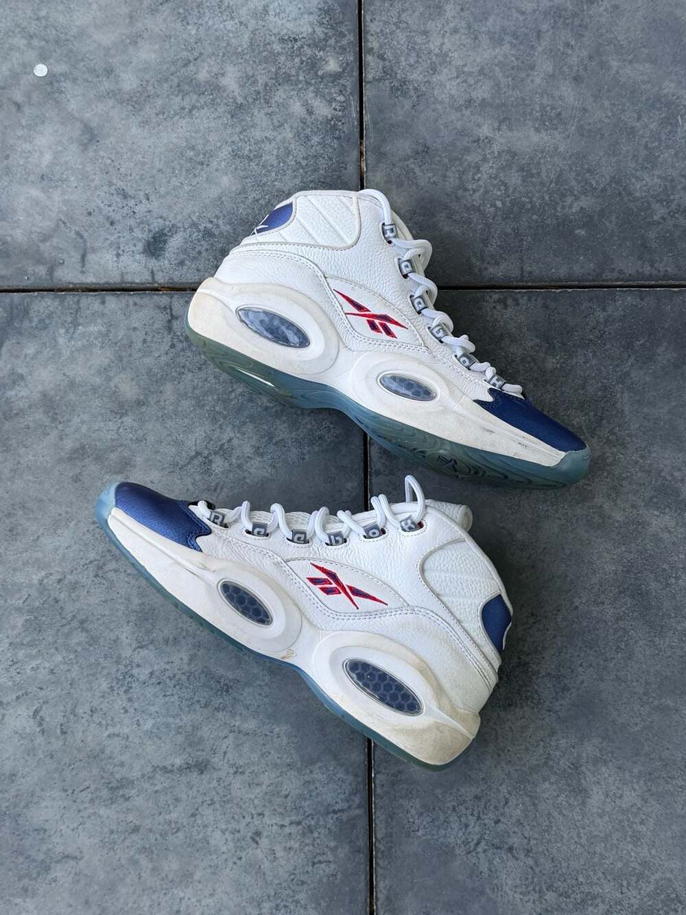 Reebok Question Mid Blue Toe Pearlized Basketball Shoes